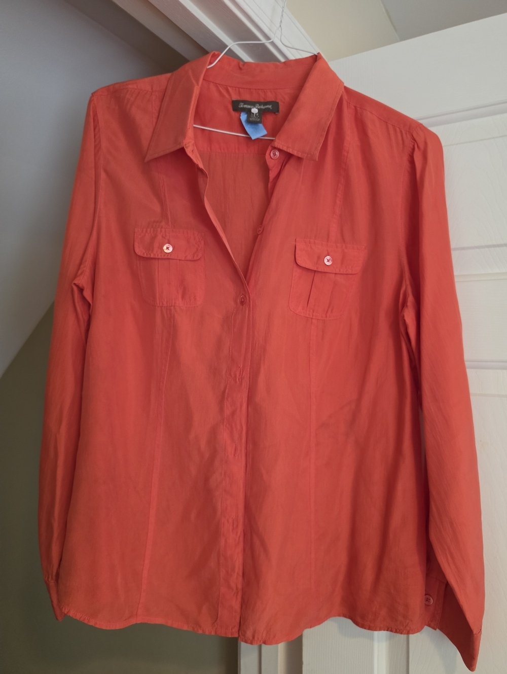 Tommy Bahama Red Button-Front Long-Sleeve Blouse